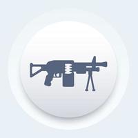 icono de ametralladora, arma de fuego automática, arma vector