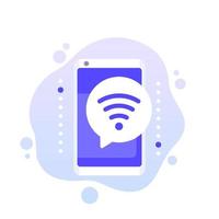 icono de wi-fi con un teléfono inteligente vector