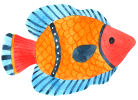 niedliches aquarell der fischkarikatur png