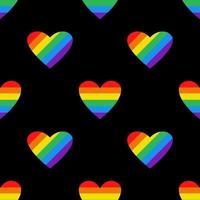 vector patrón lgbt vectorial con corazones de orgullo. corazones en color del arco iris. patrón sin costuras mes del orgullo lgbtq.
