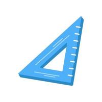 Vector blue triangle ruler. Cute school ruler - measurement scale tool. Back to school.