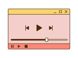 ventana del reproductor de vídeo retro vectorial. ui nostálgico. interfaz de computadora retro vaporwave. ventana con barra de progreso. viendo un video. vector