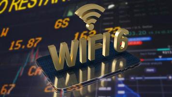 el wifi6 dorado en el teléfono inteligente para internet o tecnología concepto 3d renderizado foto