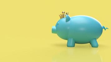 The blue piggy bank and crown for saving or business concept 3d rendering photo