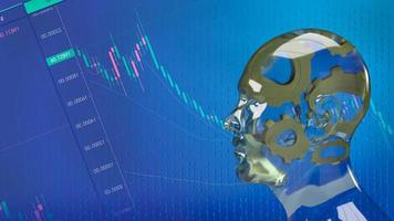 el busto de cristal y el engranaje dorado para el jinete o el concepto de negocio creativo representación 3d foto