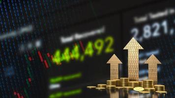 The gold coins and arrow on business background  3d rendering photo