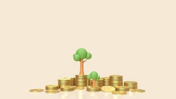 The tree and gold coins for business concept 3d rendering photo