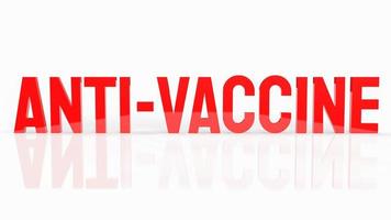 The Anti vaccine red text on white background  for medical and health concept 3d rendering photo