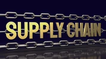 The metal chain and gold text supply chain for business or abstract  background  concept 3d rendering photo