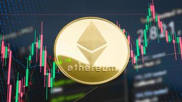 moneda ethereum en el gráfico de negocios para criptografía o concepto de negocio foto