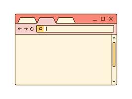 Vector retro browser. Empty design template. Nostalgic UI. Retro vaporwave computer interface.