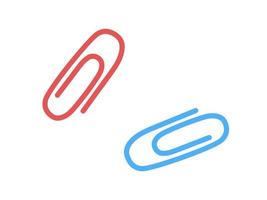 Vector cute red and blue paper clips. Back to school. Stationery.