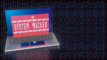 The laptop  on digital background for system hacked for technology concept 3d rendering photo