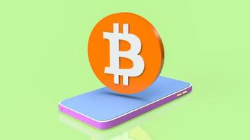 bitcoin on mobile for business concept 3d rendering photo