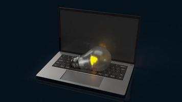 The notebook and light bulb for business or creative concept 3d rendering photo