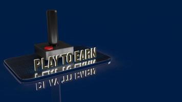 The joystick and play to earn text for game nft or technology  concept 3d rendering photo