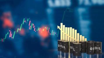 The oil tanks and  gold chart on business background 3d rendering photo