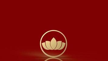 The luxury  gold lotus on red background  3d rendering photo