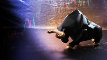 Bull in dark tone for business or stock trading concept photo