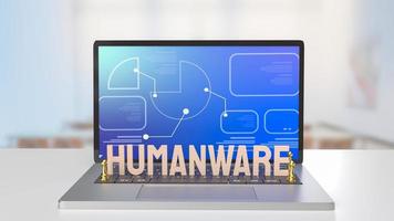 The humanware  word and gold chesson on notebook in class room for business or technology concept 3d rendering photo