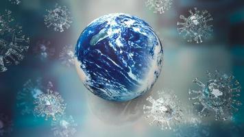 The world and virus for covid 19 or out break concept 3d rendering photo