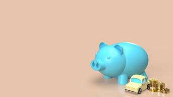 The piggy bank and car for saving concept 3d rendering photo