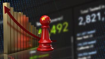 The Chinese chess and chart  on business background 3d rendering photo