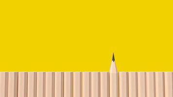 The pencil wood on yellow background for education or business content 3d rendering