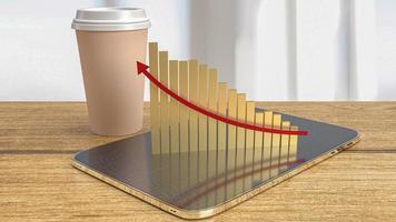 The coffee cup and chart on table  for food or business concept 3d rendering photo