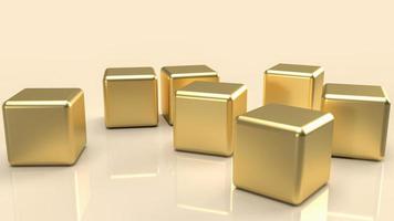 The  gold cube on white for abstract  background concept 3d rendering. photo