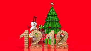 The gold number 12.12  and snowman for sale promotion concept 3d rendering photo