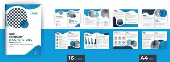 Multipurpose 16-page brochure design, Creative corporate bi-fold brochure template, vector