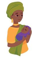 afro american mom and son vector