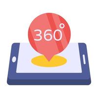 Mobile 360 degree icon, editable vector