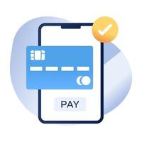 un icono perfecto de pago con tarjeta móvil vector