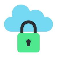 An editable design icon of locked cloud vector