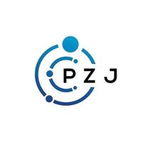 PZJ letter technology logo design on white background. PZJ creative initials letter IT logo concept. PZJ letter design. vector