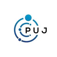 PUJ letter technology logo design on white background. PUJ creative initials letter IT logo concept. PUJ letter design. vector