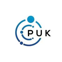 PUK letter technology logo design on white background. PUK creative initials letter IT logo concept. PUK letter design. vector