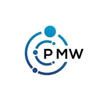 diseño de logotipo de tecnología de letra pmw sobre fondo blanco. pmw letras iniciales creativas concepto de logotipo. diseño de letra pmw. vector