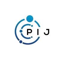 PIJ letter technology logo design on white background. PIJ creative initials letter IT logo concept. PIJ letter design. vector