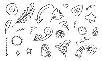 Hand drawn doodle design elements, black on white background. doodle sketch design elements vector