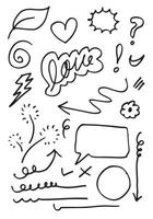 Hand drawn doodle design elements, black on white background. doodle sketch design elements vector