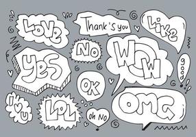 Hand drawn speech bubbles with lettering text. vector illustration.