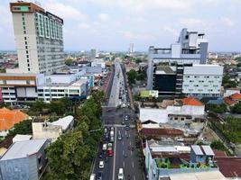 Bandung-Indonesia,21 december 2021 - Beautiful aerial view - Traffic and city. photo