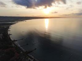 Ciamis, West Java-Indonesia, 12 May 2022 - Beautiful panoramic aerial view of Pangandaran beach. photo