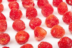 iced frozen red strawberries berry closeup photo