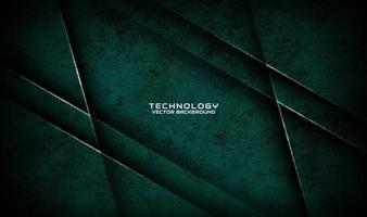 3D green technology abstract background overlap layer on dark space with white line effect decoration. Graphic design element dirty style concept for banner, flyer, card, brochure, or landing page vector