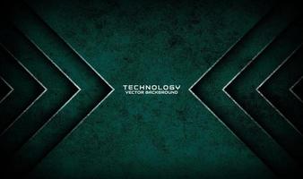 3D green technology abstract background overlap layer on dark space with white arrow effect decoration. Graphic design element dirty style concept for banner, flyer, card, brochure, or landing page vector