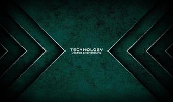 3D green technology abstract background overlap layer on dark space with white arrow effect decoration. Graphic design element dirty style concept for banner, flyer, card, brochure, or landing page vector